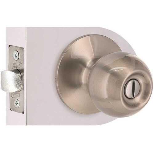 Shield Security T3X210B Round Privacy Door Knob 2-3/8" and 2-3/4" Backset Grade 3 Satin Nickel