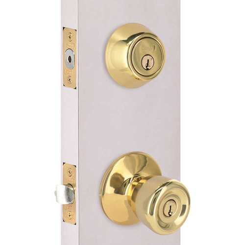 Tulip Deadbolt and Entry Combo Pack 2-3/8" and 2-3/4" Backset Grade 3 Bright Brass