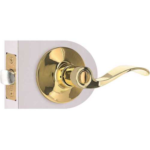 Wave Privacy Door Lever 2-3/8" and 2-3/4" Backset Grade 3 Bright Brass