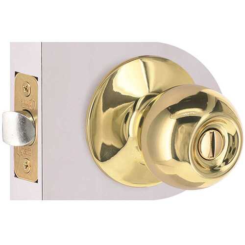 Shield Security T3710BXCD6 Round Privacy Door Knob 2-3/8" and 2-3/4" Backset Grade 3 Bright Brass