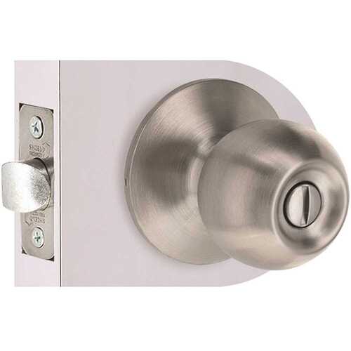 Shield Security T3610BXCD6 Round Privacy Door Knob 2-3/8" and 2-3/4" Backset Grade 3 Satin Stainless Steel