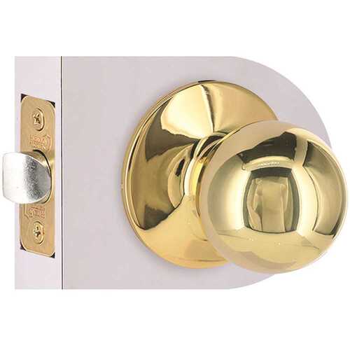 Shield Security T3730B Round Passage Hall/Closet Door Knob 2-3/8" and 2-3/4" Backset Grade 3 Bright Brass