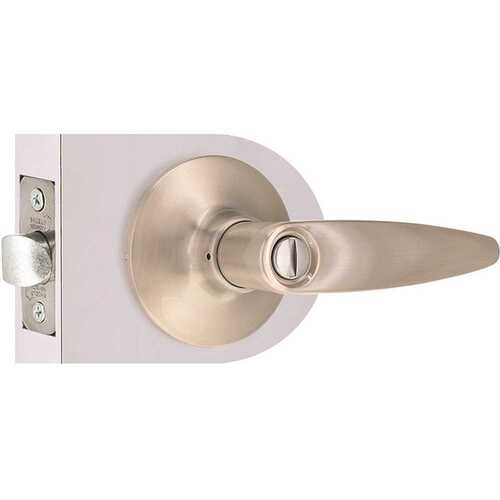 Shield Security LHX201BXCD6 Straight Privacy Door Lever 2-3/8" and 2-3/4" Backset Grade 3 Satin Nickel