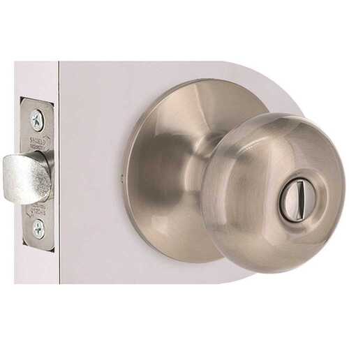 Shield Security TFX210B Flat Ball Privacy Bed/Bath Door Knob 2-3/8" and 2-3/4" Backset Grade 3 Satin Nickel