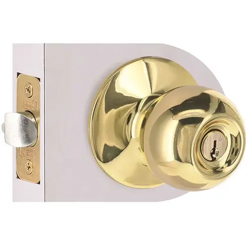 Round Entry Door Knob 2-3/8" and 2-3/4" Backset Grade 3 Bright Brass