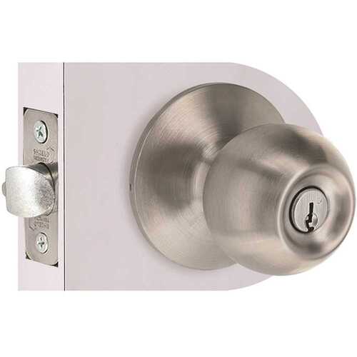 Shield Security T3600B Round Entry Door Knob 2.375 and 2.75in. Backset Grade 3 Satin Stainless Steel