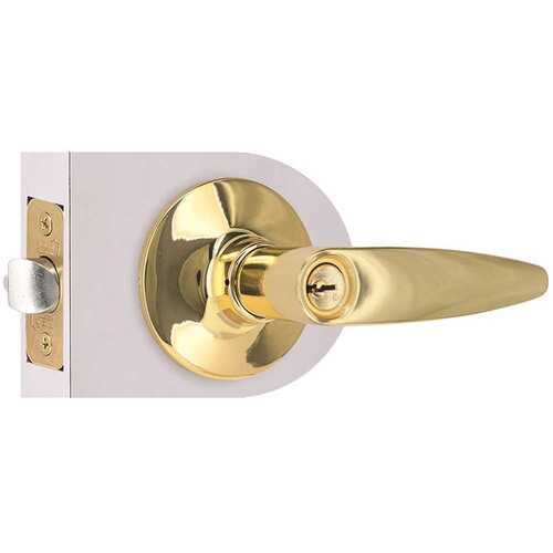 Shield Security LH700B Straight Entry Door Lever 2-3/8" and 2-3/4" Backset Grade 3 Bright Brass