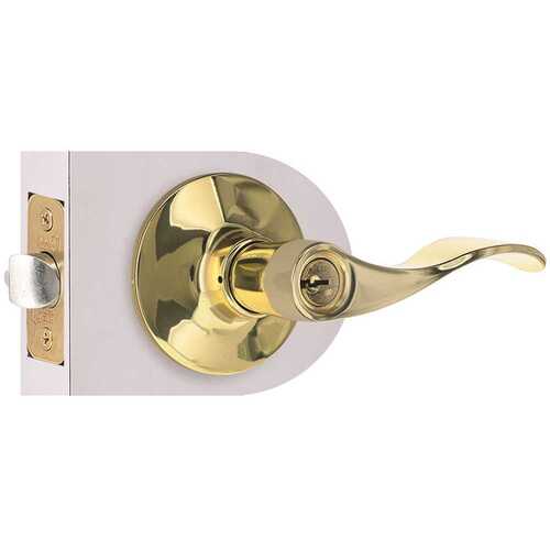 Shield Security LC2700B Wave Entry Door Lever 2-3/8" and 2-3/4" Backset Grade 3 Bright Brass