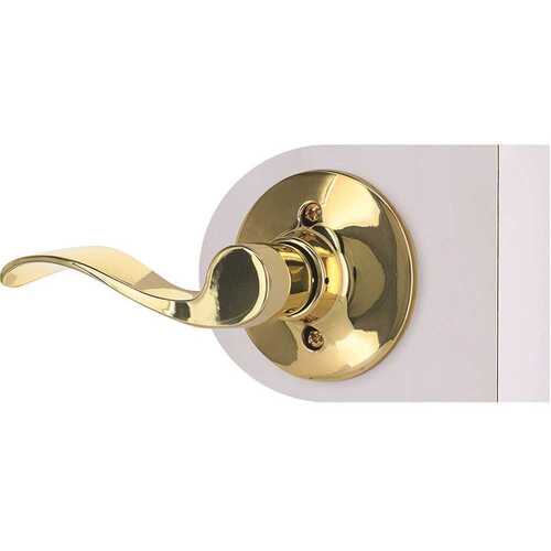 Shield Security LC2704B-L Wave Dummy Door Lever Left Handed Bright Brass