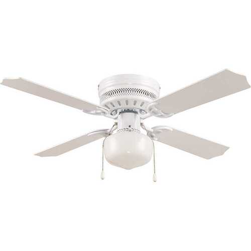 Seasons 32156 42 Inch Hugger Mount Torrey Ceiling Fan, 4 Blades, White