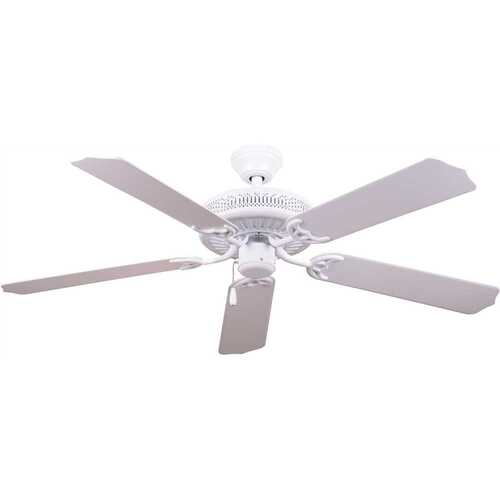 52 Inch Dual Mount Point Reyes Ceiling Fan, 5 Blades, White