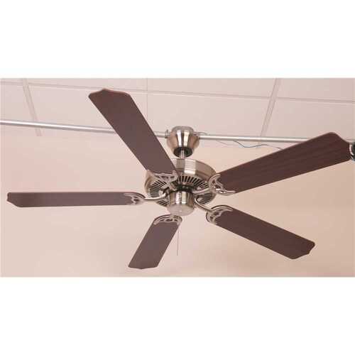 52 Inch Dual Mount Point Reyes Ceiling Fan, 5 Blades, Brushed Nickel
