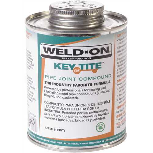 IPS Corporation 10068 Weld-On 505 Key Tite Metal Pipe Thread Sealant, Green, Low VOC, 1/2 Pint (8 Fl. Oz.)