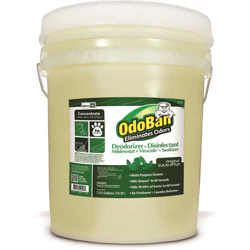 OdoBan 911062-5G Professional Series 5 Gal. Eucalyptus Disinfectant and Odor Eliminator, Mold Control, Multi-Purpose Cleaner Concentrate