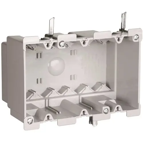 Legrand S352W Pass & Seymour Slater Old Work 3 Gang 52 Cu. In. Plastic Swing Bracket Switch and Outlet Box with Quick/Click Gray