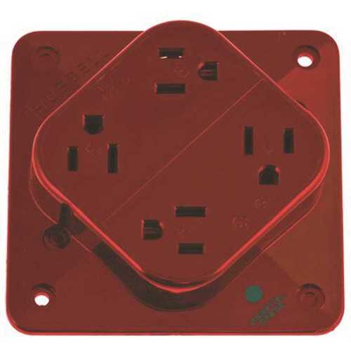 20 Amp 125-Volt 5-20R Grade 4-Plex Hospital Receptacle, Red