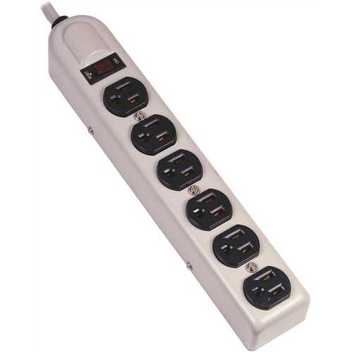 Wiring Devices 6-Outlet Metallic Power Strip 6' Cord White