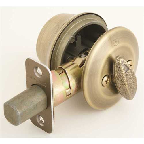 Kwikset 660 Single Cylinder Deadbolt - Antique Brass Finish, Keyed Entry Door Lock