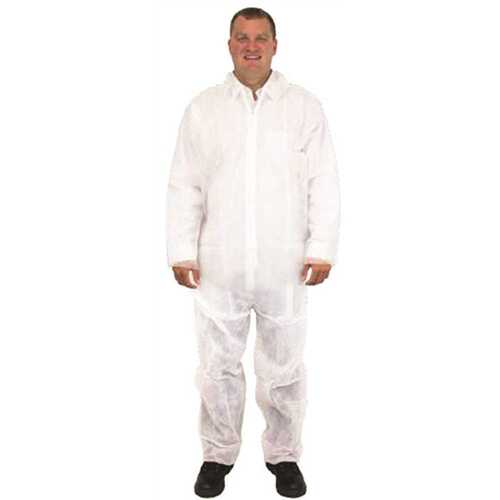 PolyLite Coverall, Zip Front, Open Wrists,White, 3X