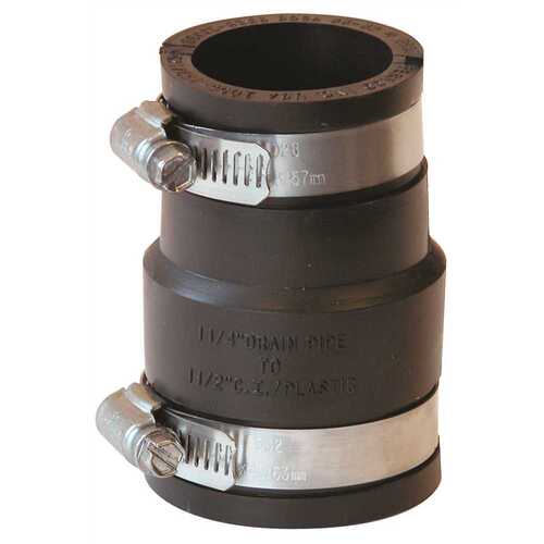 1-1/2 in. x 1-1/4 in. 4.3 psi Flexible PVC Clamp Reducer Coupling, Black