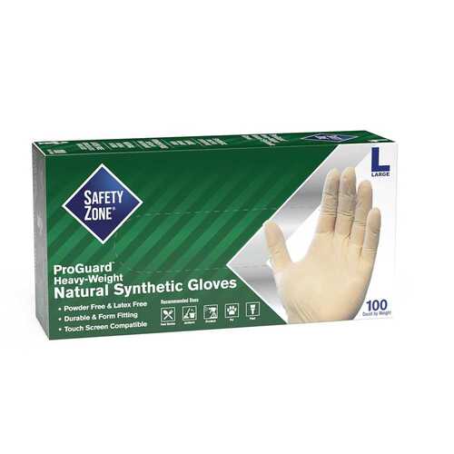 Powder Free Synthetic Disposable Gloves, Natural, Large