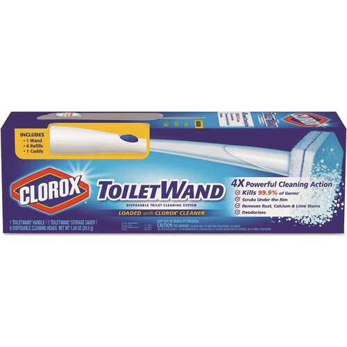Disposable Toilet Wand Cleaning Kit, Caddy/Refills - pack of 6