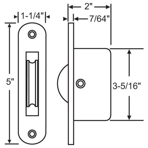 Pulley With Chrome Faceplate 2in Wheel - Round Ends 2 Holes