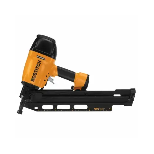 Framing Nailer, 60 Magazine, 21 deg Collation, Plastic Strip Collation, 0.075 cfm/Shot Air Yellow