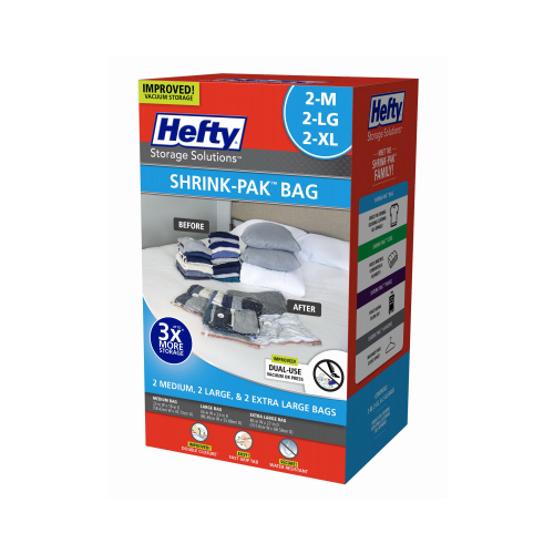 Hefty HFT-7052463-2 Vacuum Cube Storage Bags Shrink-Pak Clear Clear