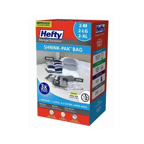 Hefty HFT-7052463-2-XCP2 Vacuum Cube Storage Bags Shrink-Pak Clear Clear - pack of 12