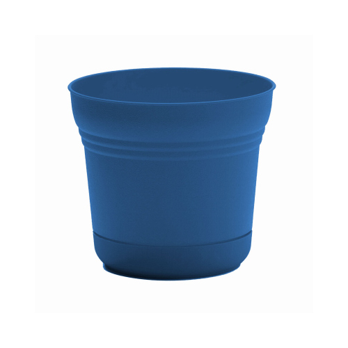 Planter, 5 in Dia, 5 in W, Saturn Design, Classic Blue, Matte