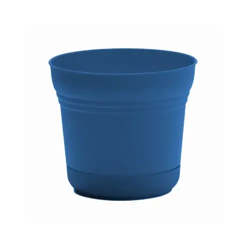 Planter, 10 in Dia, 9.8 in W, Saturn Design, Classic Blue, Matte
