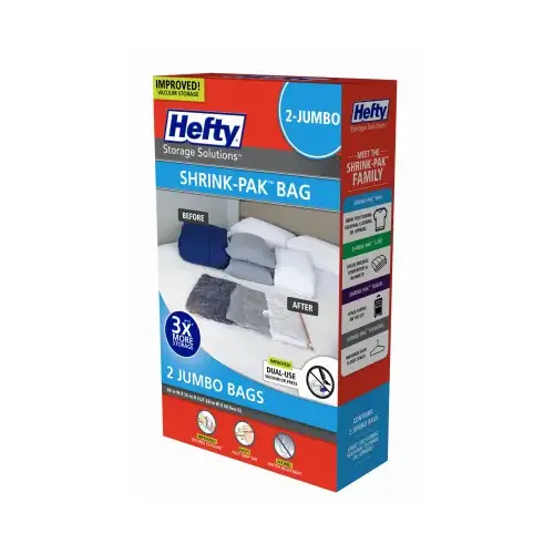Hefty HFTPDQ70484633 Vacuum Cube Storage Bags Shrink-Pak Clear Jumbo Clear Pair