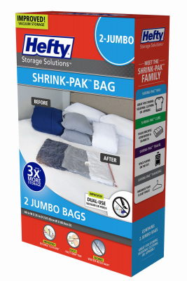 Hefty HFTPDQ70484633 Vacuum Cube Storage Bags Shrink-Pak Clear Jumbo Clear Pair