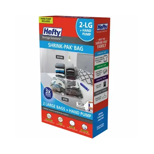 HMS MFG HFT-7090463-4 Shrink Pak Vacuum Storage Bags & Hand Pump, 2 Large Bags