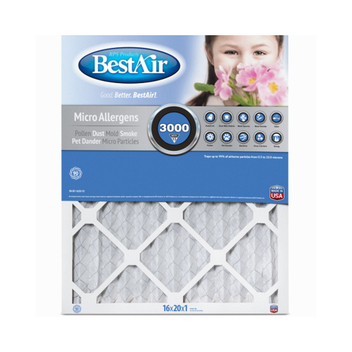 BestAir B1-1620-13-6 16x20 x 1 In. MERV13 Furnace Filter, 90 Days