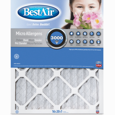 BestAir B1-2030-13-6 20x30 x 1 In. MERV 13 Pleated Air Filter , 90 Days