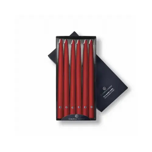 MVP BRANDS INT DBA COLONIAL CANDLE NAA12.20 Taper Candle, Red, 12 In., 12-Ct.