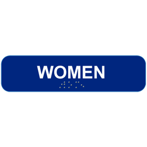 BLUE, WOMEN WITH BRAILLE TEXT