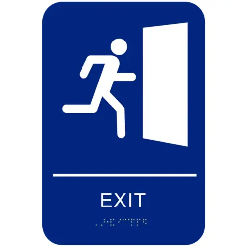 EXIT, WITH BRAILLE, TEXT 6" X