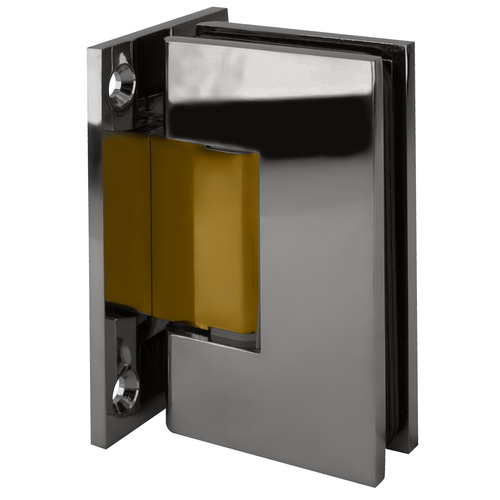 Adjustable Designer Series Wall Mount Hinge With Full Back Plate Polished Chrome W/Brass Accents