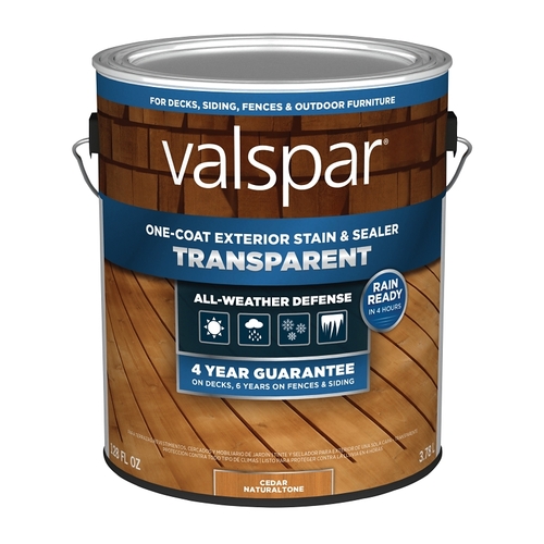 VALSPAR/CABOT VL1028075-16 Valspar One-Coat Transparent Stain & Sealer, Cedar Natrualtone, 1 Gallon