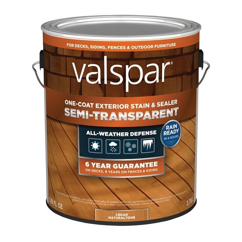 Valspar One-Coat Semi-Transparent Stain & Sealer, Cedar Natruraltone, 1 Gallon