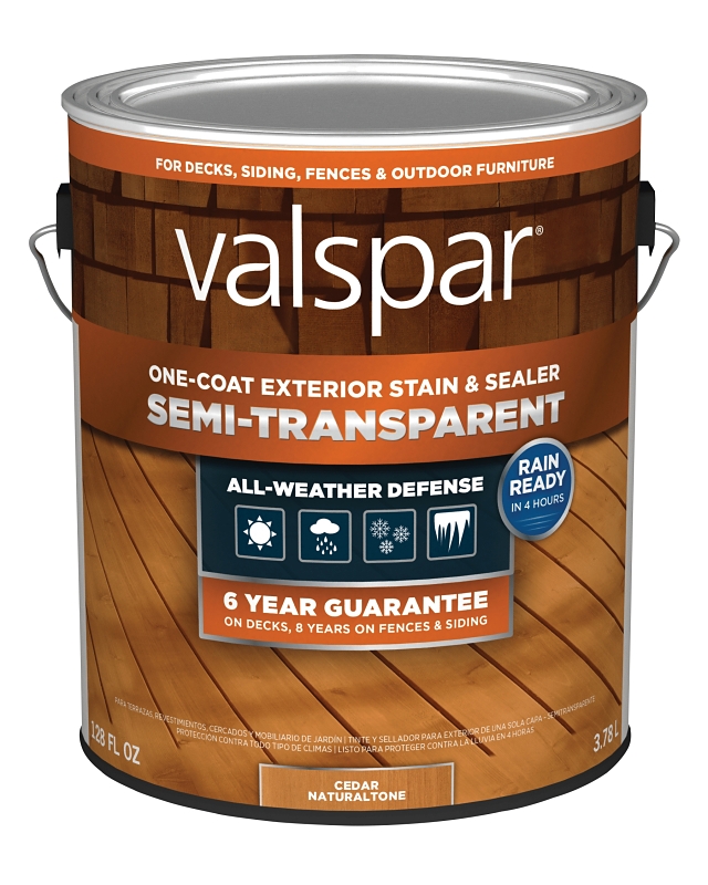 VALSPAR/CABOT VL1028083-16 Valspar One-Coat Semi-Transparent Stain & Sealer, Cedar Natruraltone, 1 Gallon