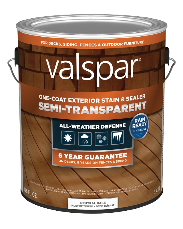 VALSPAR/CABOT VL1028086-16 Valspar One-Coat Semi-Transparent Stain & Sealer, Neutral Base, 1 Gallon