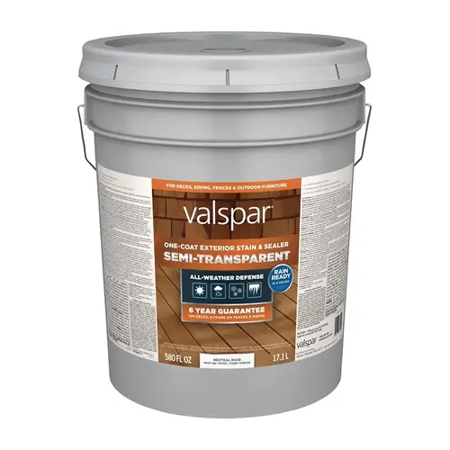 Valspar One-Coat Semi-Transparent Stain & Sealer, Neutral Base, 5 Gallon