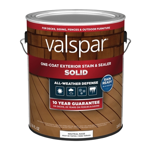 Valspar One-Coat Solid Stain & Sealer, Neutral Base, 1 Gallon