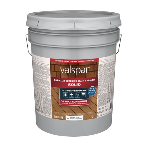 Valspar One-Coat Solid Stain & Sealer, Neutral Base, 5 Gallon