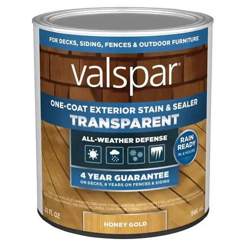 Valspar One-Coat Transparent Stain & Sealer, Honey Gold, 1 Quart