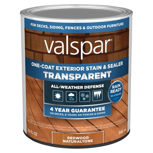 Valspar One-Coat Transparent Stain & Sealer, Red Naturaltone, 1 Quart